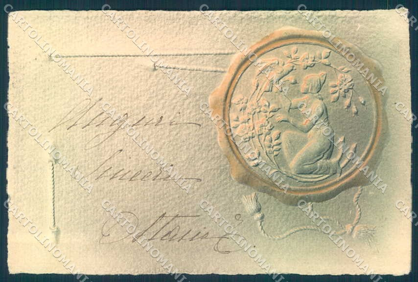 Artist Signed Lady Art Nouveau Flowers Relief cartolina postcard TW2106 – fronte