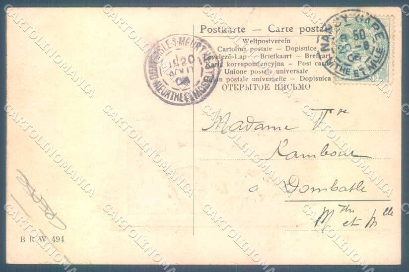 Artist Signed Lady Art Nouveau Relief BRW 494 CORNER CREASE postcard TW2113 – retro