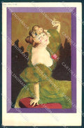Artist Signed Fashion Lady Art Nouveau Velvet serie 920 TEAR postcard TW2117 – fronte