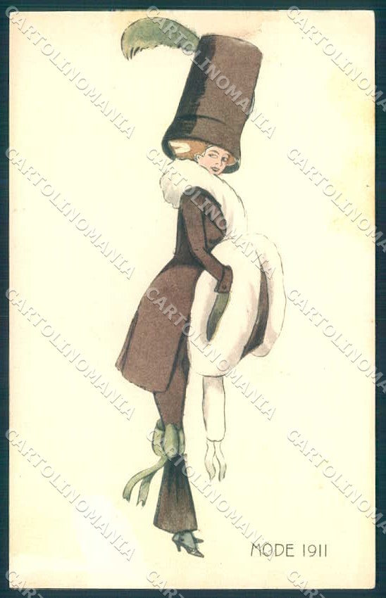 Artist Signed Reinitz Fashion Lady Mode 1911 BKWI 763-3 CORNER CREASE pc TW2118 – fronte