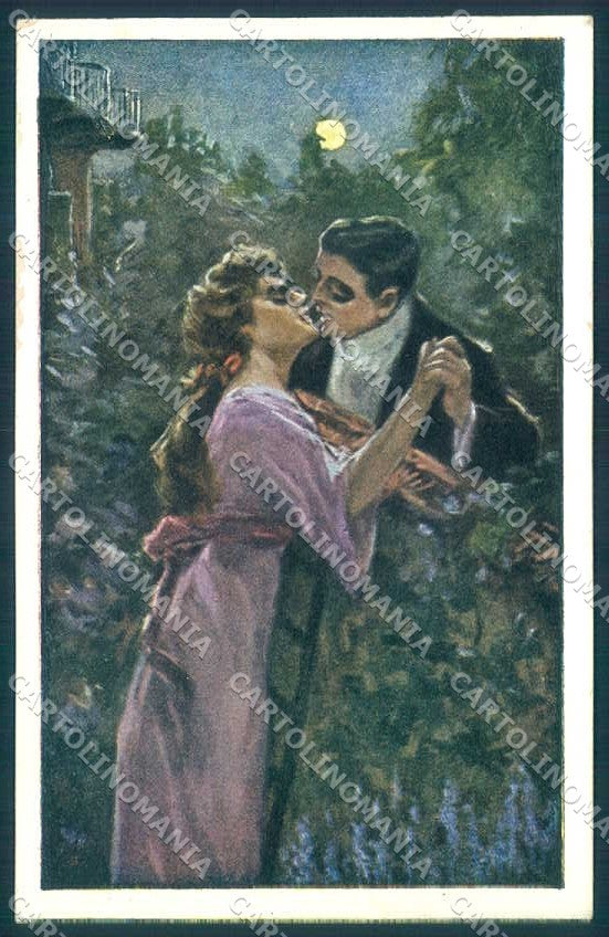 Artist Signed Lady Romantic Couple serie 7012 ABRADED cartolina postcard TW2120 – fronte