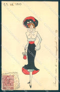 Artist Signed Fashion Glamour Lady serie Frou Frou KViB 12-6719 pc TW2122 – fronte