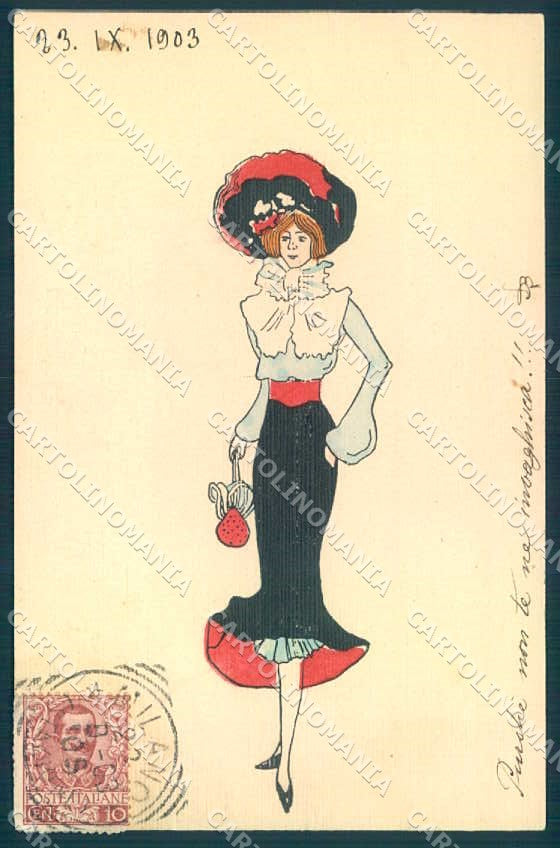 Artist Signed Fashion Glamour Lady serie Frou Frou KViB 12-6719 pc TW2122 – fronte