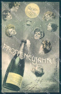 Artist Signed Zasche Year Lady Toasting Paper Moon Theo Stroefer 339-7 pc TW2127 – fronte
