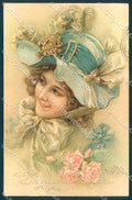 Artist Signed Fashion Glamour Lady Flower cartolina postcard TW2128 – fronte