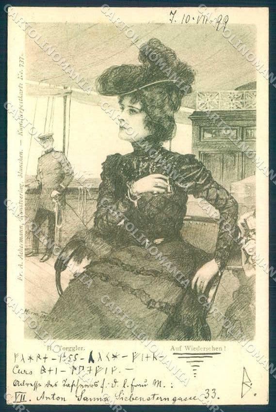 Artist Signed Torggler Fashion Lady Art Nouveau Ackermann 737 postcard TW2132 – fronte