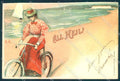 Artist Signed E.E. ? Fashion Lady Bicycle Sea serie 65 SOFT CREASE pc TW2136 – fronte