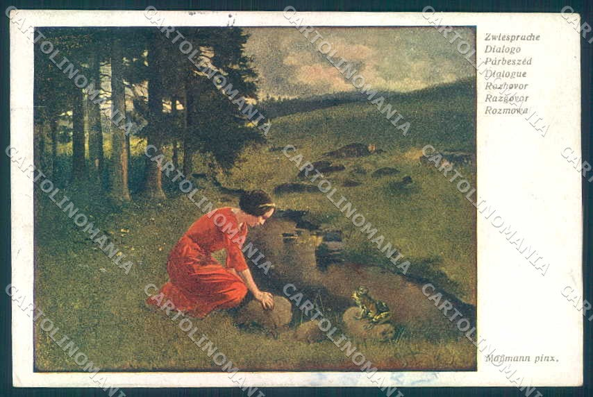 Artist Signed Massmann Lady Frog BKWI 1810 cartolina postcard TW2141 – fronte