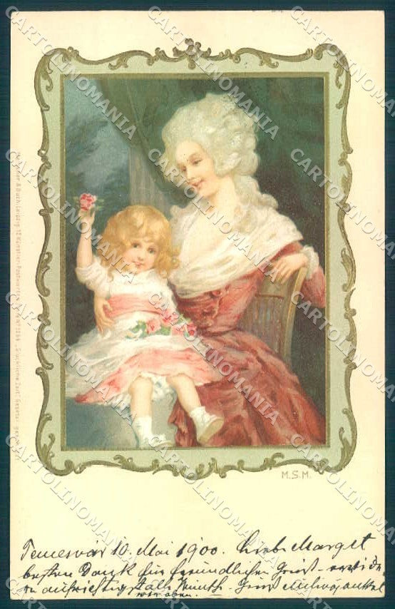 Artist Signed Simrock Lady Child Art Nouveau Meissner Buch serie 1066 pc TW2148 – fronte