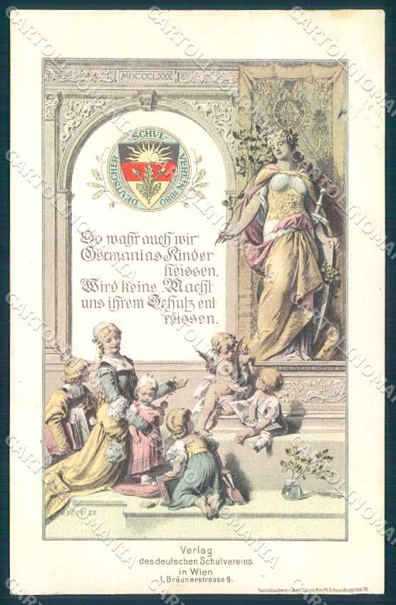 Artist Signed Rossler Lady Child Cupid Deutschen Schulvereins ABRADED pc TW2151 – fronte