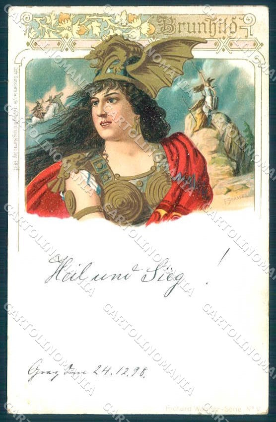 Artist Signed F. Stassen Lady Brunhild Wagner serie V cartolina postcard TW2154 – fronte
