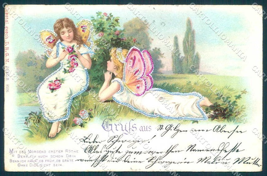 Artist Signed Fairy Lady Flower E.B.& C.i.B. 9506 Relief TEAR postcard TW2158 – fronte
