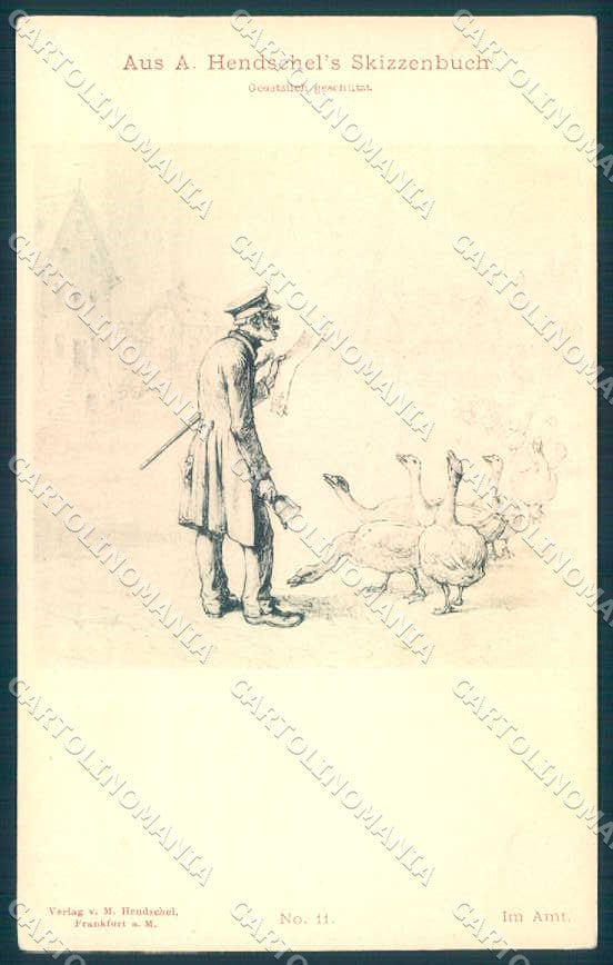 Artist Signed Hendschel Man Goose Rommel & Co. Serie 11 postcard TW2169 – fronte