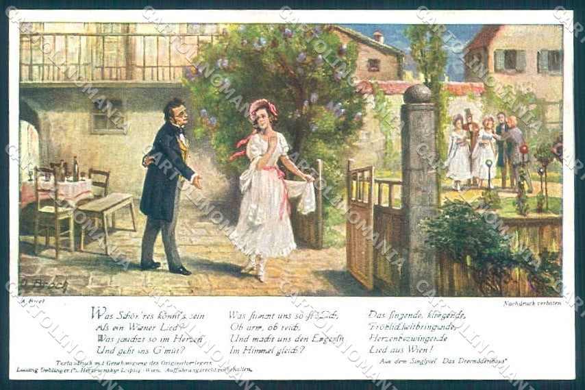 Artist Signed Broch Lady Man Das Dreimuderlhaus Bunte Reihe 74 postcard TW2179 – fronte