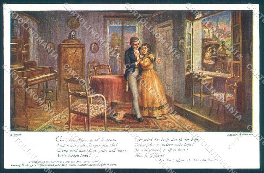 Artist Signed Broch Lady Man Das Dreimuderlhaus Bunte Reihe 75 postcard TW2180 – fronte