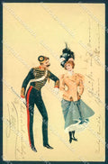 Artist Signed Edgar Schmidt Fashion Lady Military Man postcard TW2184 – fronte