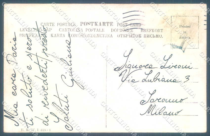 Artist Signed F. Witt Lady Train Station BKWI 618-1 cartolina postcard TW2187 – retro