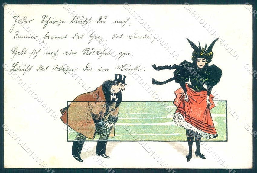 Artist Signed Lady Man Comic cartolina postcard TW2190 – fronte