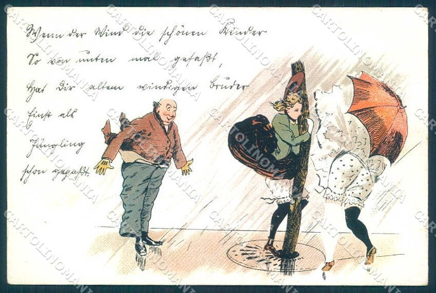 Artist Signed Lady Man Comic cartolina postcard TW2191 – fronte