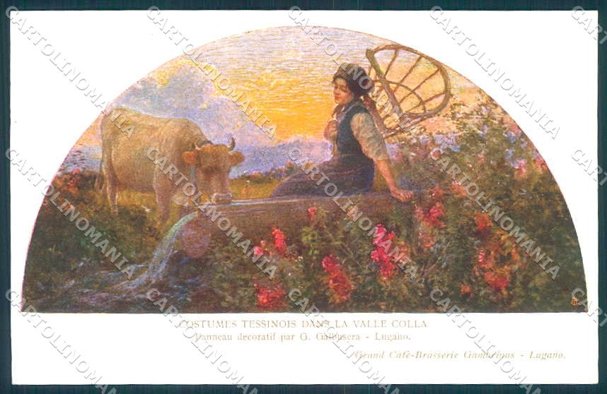 Artist Signed G. Galbusera Valle Colla Lugano Swiss Café Gambrinus pc TW2199 – fronte