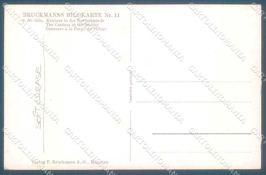 Artist Signed Bocklin Centaur at the Smithy Bruckmanns 11 postcard TW2208 – retro