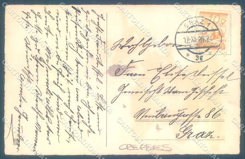 Greetings Namenstage Man Playing Instruments Pittius CREASED postcard TW2211 – retro