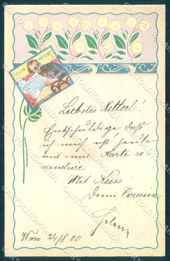 Artist Signed Man Newspaper Club Patent Art Nouveau WRINKLE postcard TW2215 – fronte