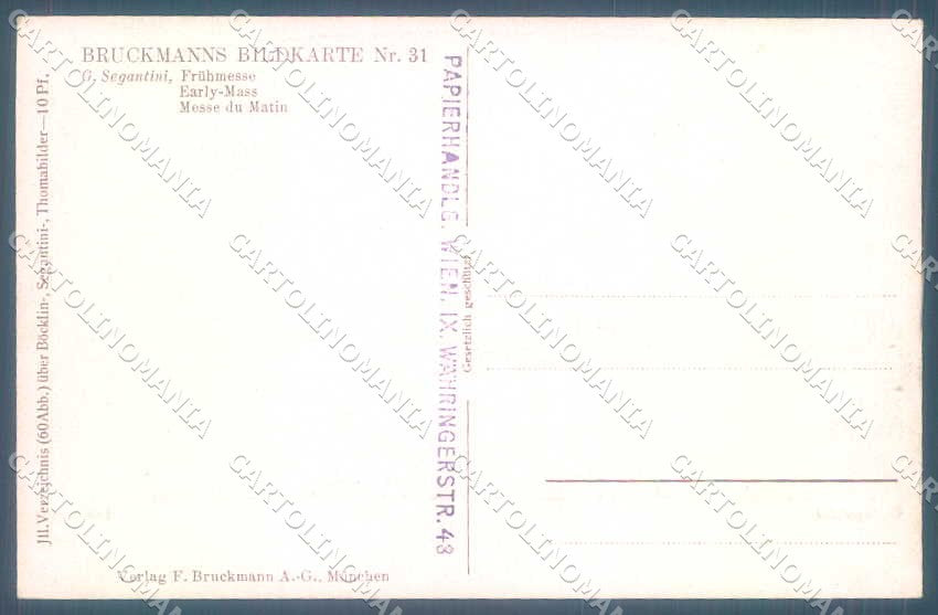 Artist Signed Segantini Early Mass Bruckmanns 31 cartolina postcard TW2221 – retro