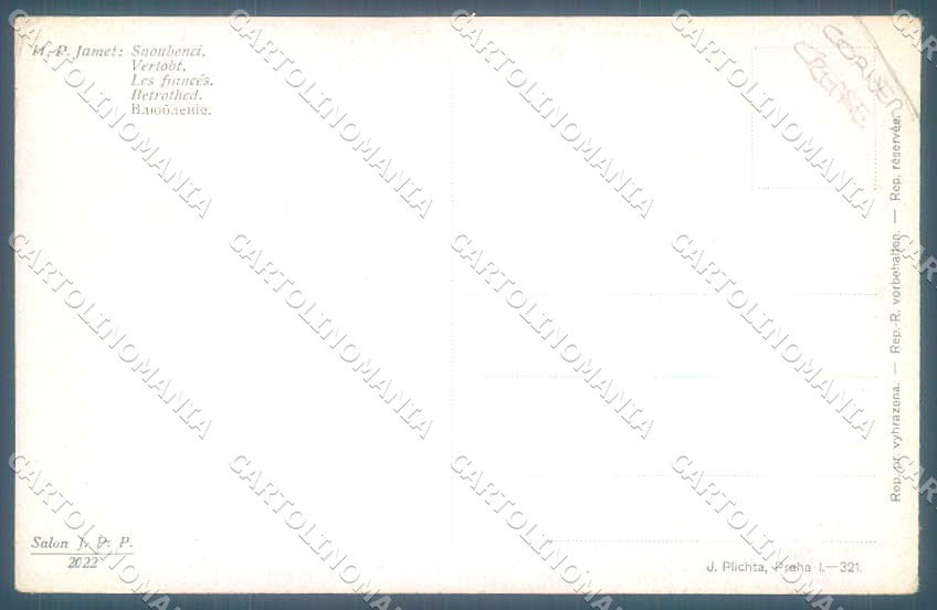 Artist Signed H.P. Jamet Lady Romantic Couple serie 2022 CORNER CREASE pc TW2225 – retro