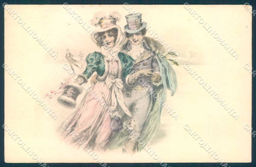 Artist Signed Lady Romantic Couple Viennoise Trenkler 1066-2 postcard TW2230 – fronte