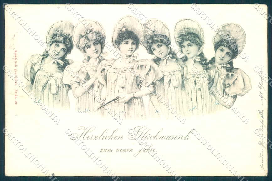 Greetings Lady New Year Erika 591 cartolina postcard TW2233 – fronte