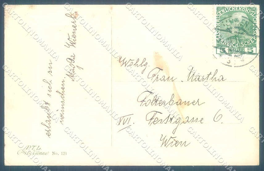 Greetings Fashion Lady Cupid New Year Viennoise PTL 121 postcard TW2234 – retro