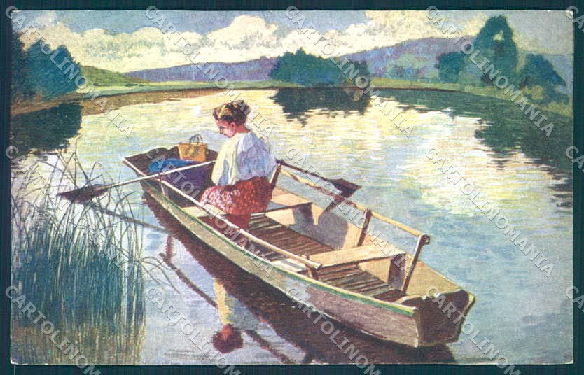 Artist Signed Hans Massmann Lady Boat BKWI 2263 cartolina postcard TW2248 – fronte