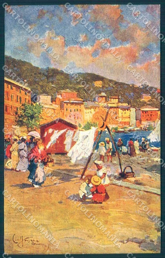 Artist Signed Craffonara Paesaggio Ligure serie 1400 TEAR postcard TW2253 – fronte