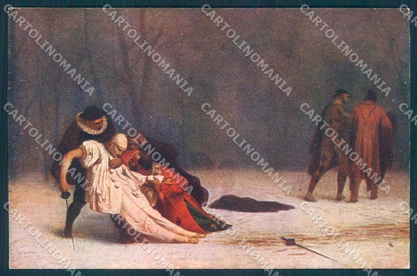 Artist Signed Gerome Fencing Pierrot's Ende serie 706 cartolina postcard TW2254 – fronte