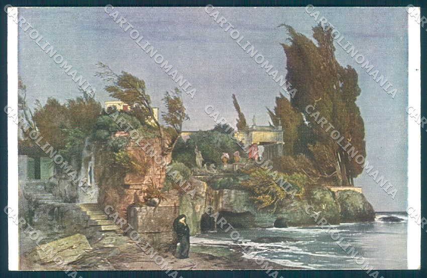 Artist Signed Bocklin Villa by the Sea Bruckmanns 23 cartolina postcard TW2258 – fronte
