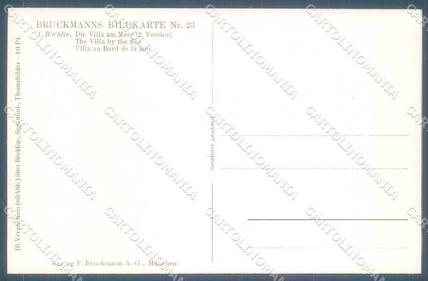 Artist Signed Bocklin Villa by the Sea Bruckmanns 23 cartolina postcard TW2258 – retro