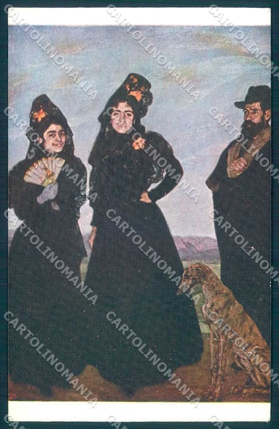 Artist Signed Zuloaga Spanish Lady Galgo Dog serie 1150 CREASE postcard TW2261 – fronte