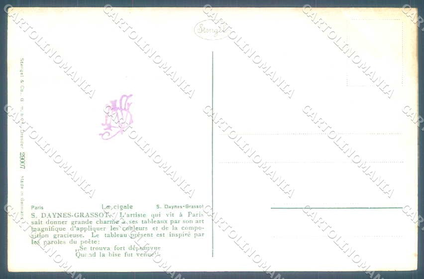 Artist Signed Daynes Grassot Paris La Cigale Stengel 29007 postcard TW2270 – retro