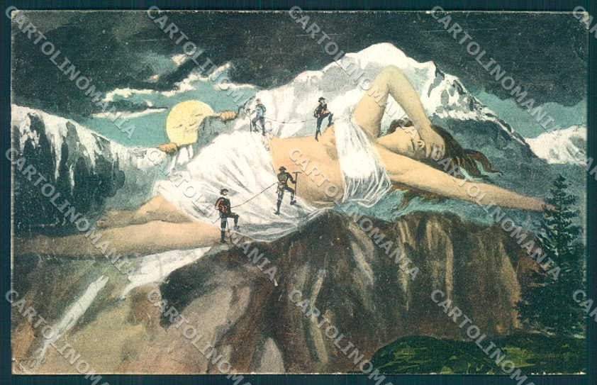 Artist Signed Lady Mountain Face Methamorphic Moon Alpinist Climbing pc TW2275 – fronte