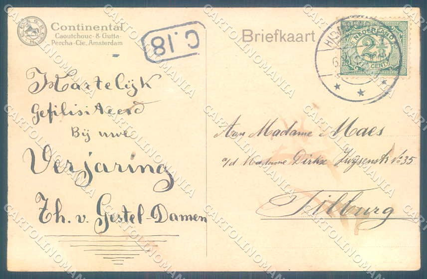 Artist Signed People Bicycle Advertising Continental Banden postcard TW2280 – retro