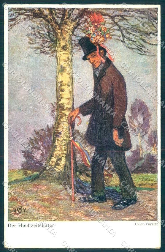 Artist Signed Heinrich Vogeler Der Hochzeitsbitter cartolina postcard TW2283 – fronte