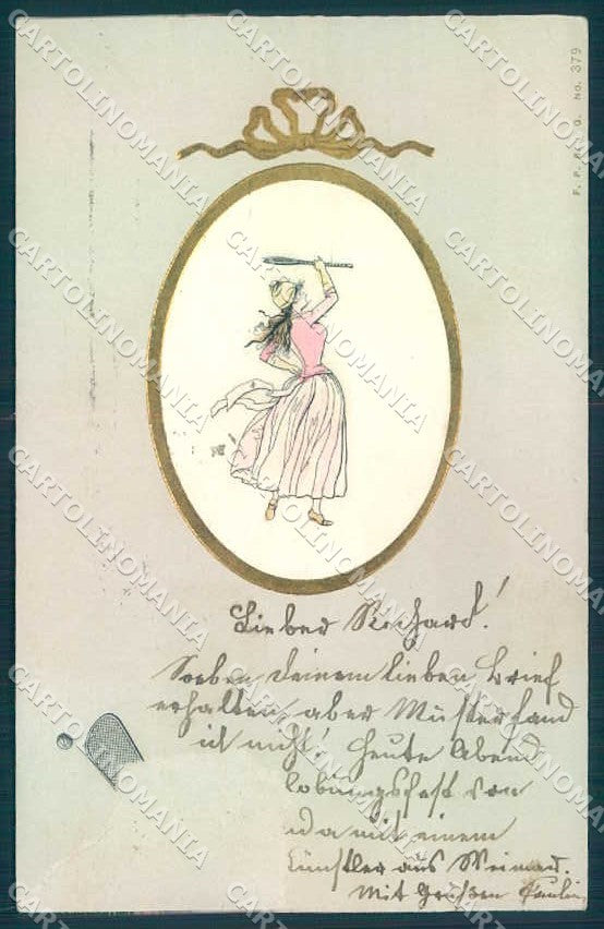 Artist Signed Lady Sport Tennis FPSiG 379 ABRADED cartolina postcard TW2284 – fronte