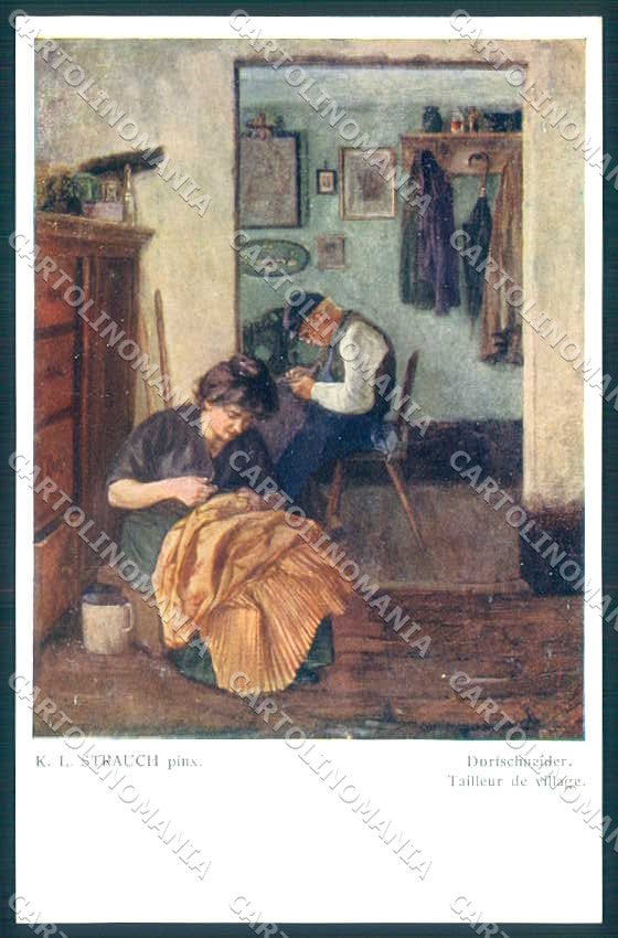 Artist Signed Strauch Lady Tailleur de Village WRB 15 cartolina postcard TW2286 – fronte