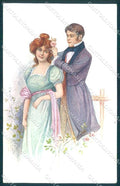 Artist Signed Lady Romantic Couple Flower cartolina postcard TW2295 – fronte