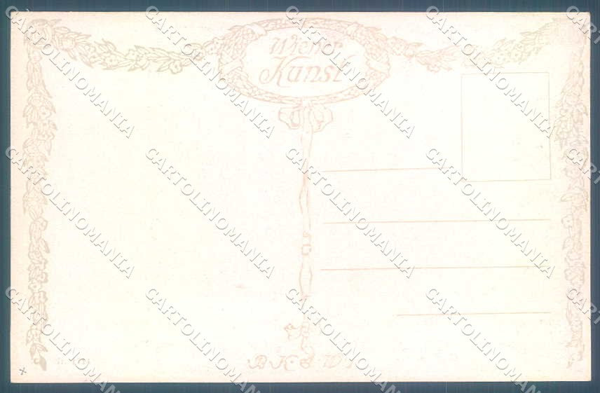 Artist Signed Otto Herschel Lady Playing Harp BKWI 1714 postcard TW2296 – retro