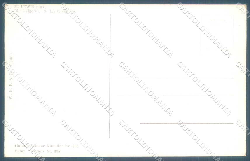 Artist Signed M. Lewis Lady Violoniste Kunstler 335 cartolina postcard TW2302 – retro