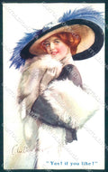 Artist Signed Barber Fashion Lady Mode BKWI 861-6 TRIMMED postcard TW2305 – fronte