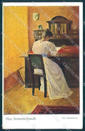 Artist Signed Max Sonnenschmidt Lady Writing Desk serie 354 postcard TW2306 – fronte