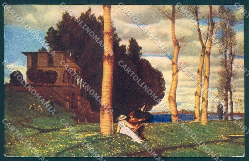 Artist Signed Bocklin Lady Romantic Couple Guitar serie 066 postcard TW2308 – fronte
